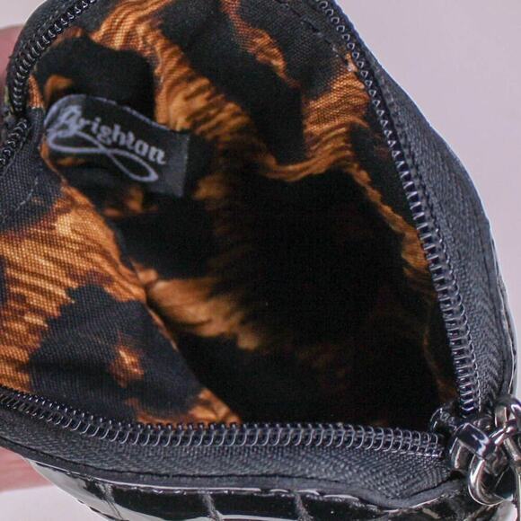 Brighton Black Leather Heart Coin Purse Wristlet - Picture 3 of 3